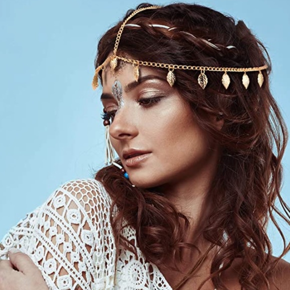 8 Pieces Gold Head Chain Jewelry Boho Headband Head Chain Coins Pearl Tassel Cha - Picture 1 of 6